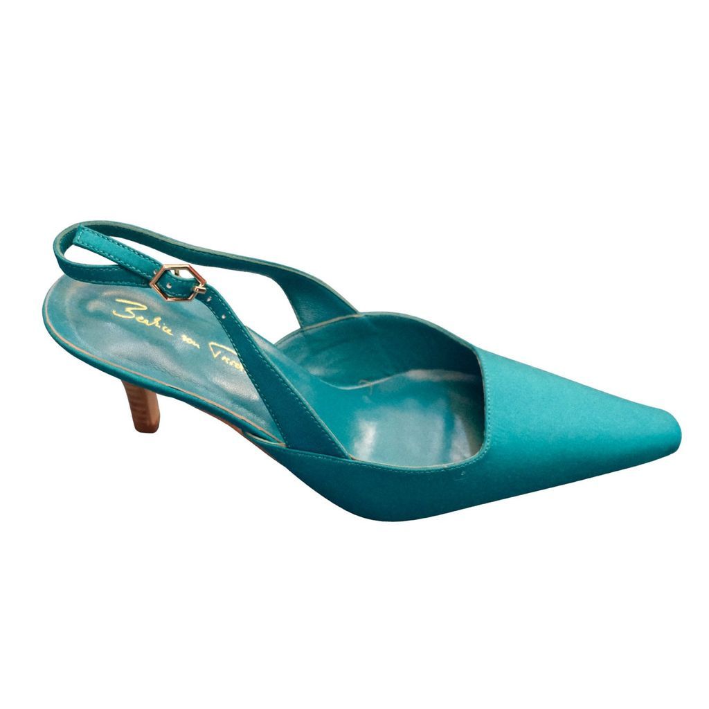 Women's Blue Turquoise Gloria Slingback Kitten Heel Shoes 3 Uk Beatrice von Tresckow
