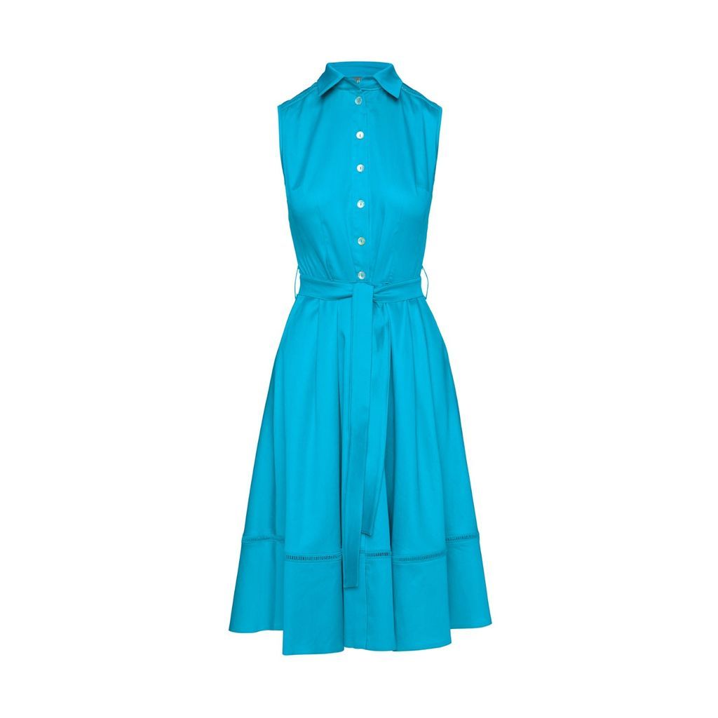 Women's Blue Turquoise Button Detail Dress Small Conquista