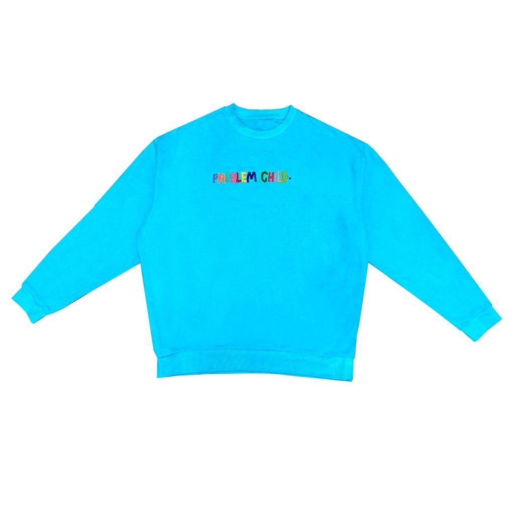 Women's Blue Unisex 'Problem Child' Sweatshirt Extra Small Quillattire
