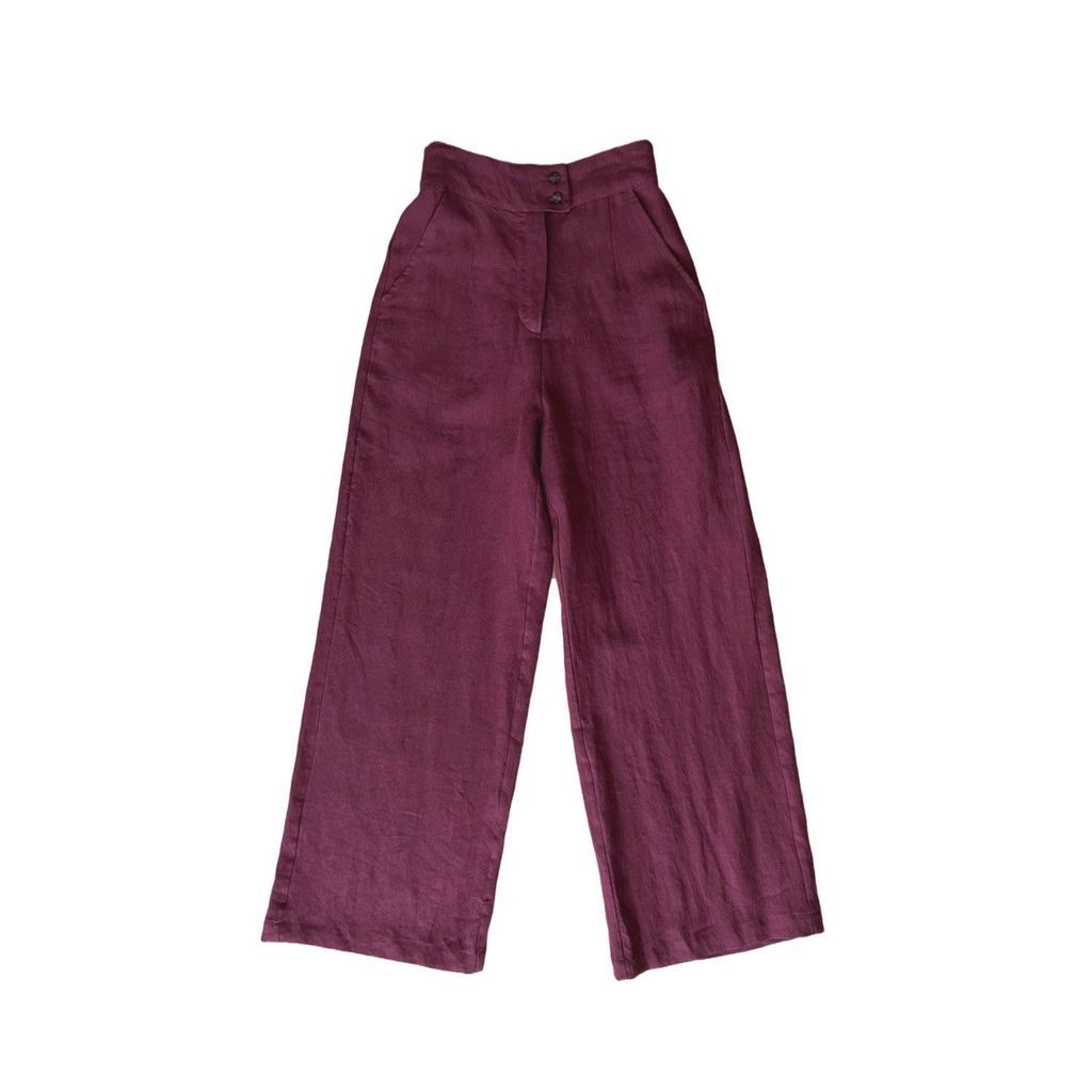 Women's Brown / Red Jordan Claret Linen Trousers S/M Stacia