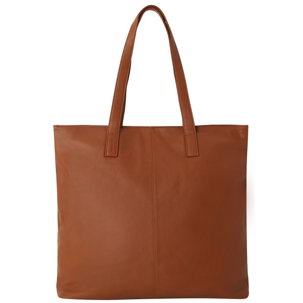 Women's Brown Camel Zipped Leather Everyday Tote Bxaln Sostter