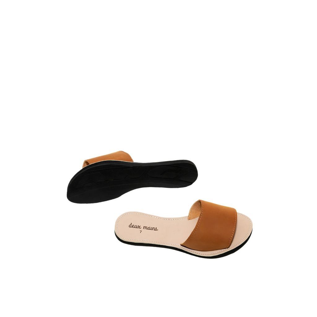 Women's Brown Classic Slide Leather Sandal 3 Uk Deux Mains