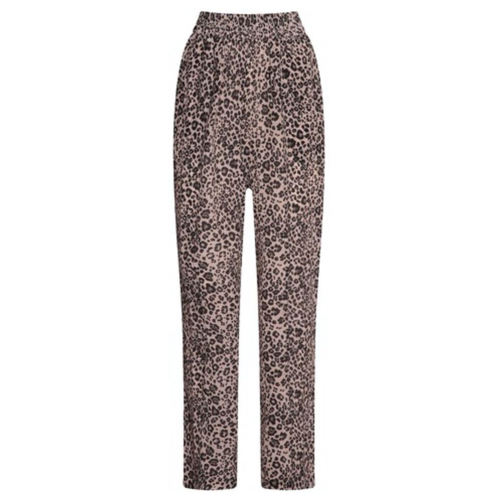 Women's Brown Dexter Leopard Print Silk Trousers Extra Small Leblon London