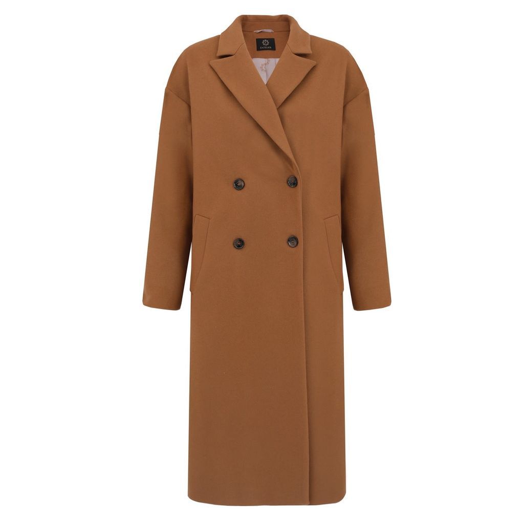 Women's Brown Double Breasted Wool Cashmere Coat Carmel S/M Entelier
