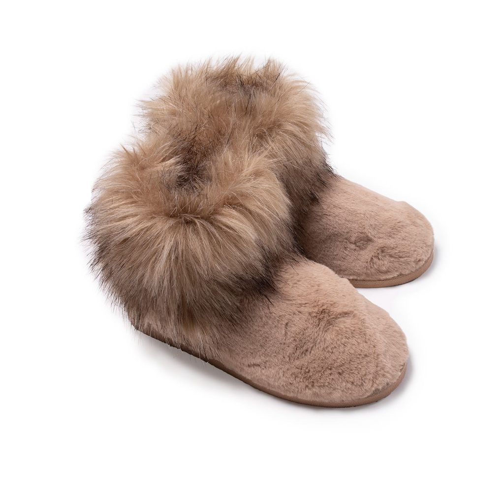 Women's Brown Elsa Bootie Slippers In Camel Small Pretty You