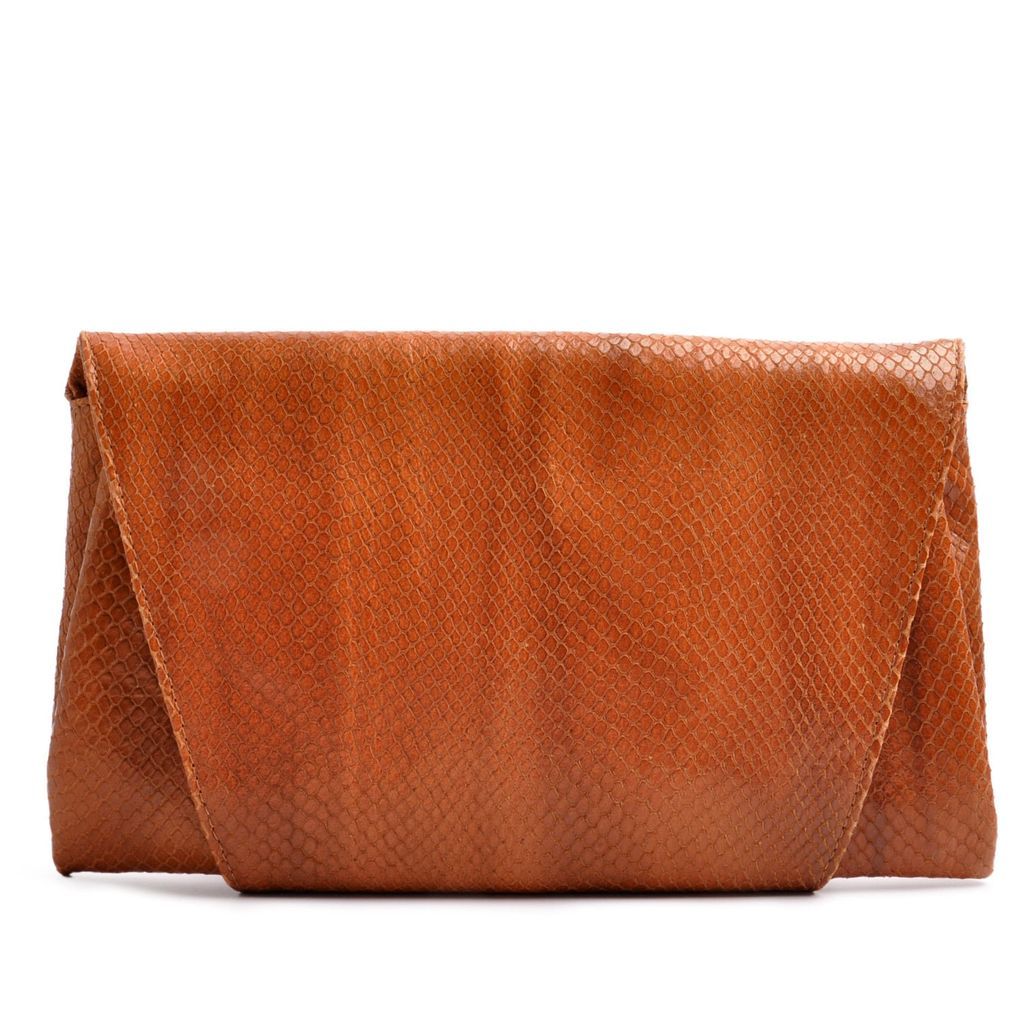 Women's Brown Envelope Clutch Snake Cognac OSTWALD Finest Couture Bags