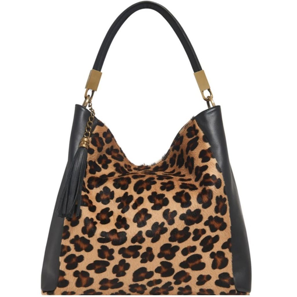 Women's Brown Large Leopard Print Leather Grab Bag Bbrdb Sostter