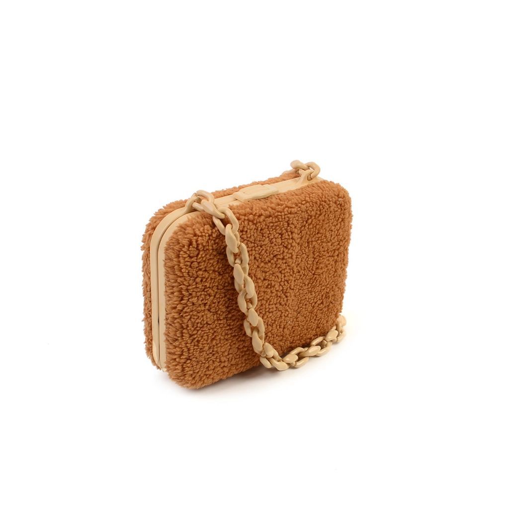 Women's Brown Lilibet Box Clutch In Honey Plush Teddy SJW BAGS LONDON
