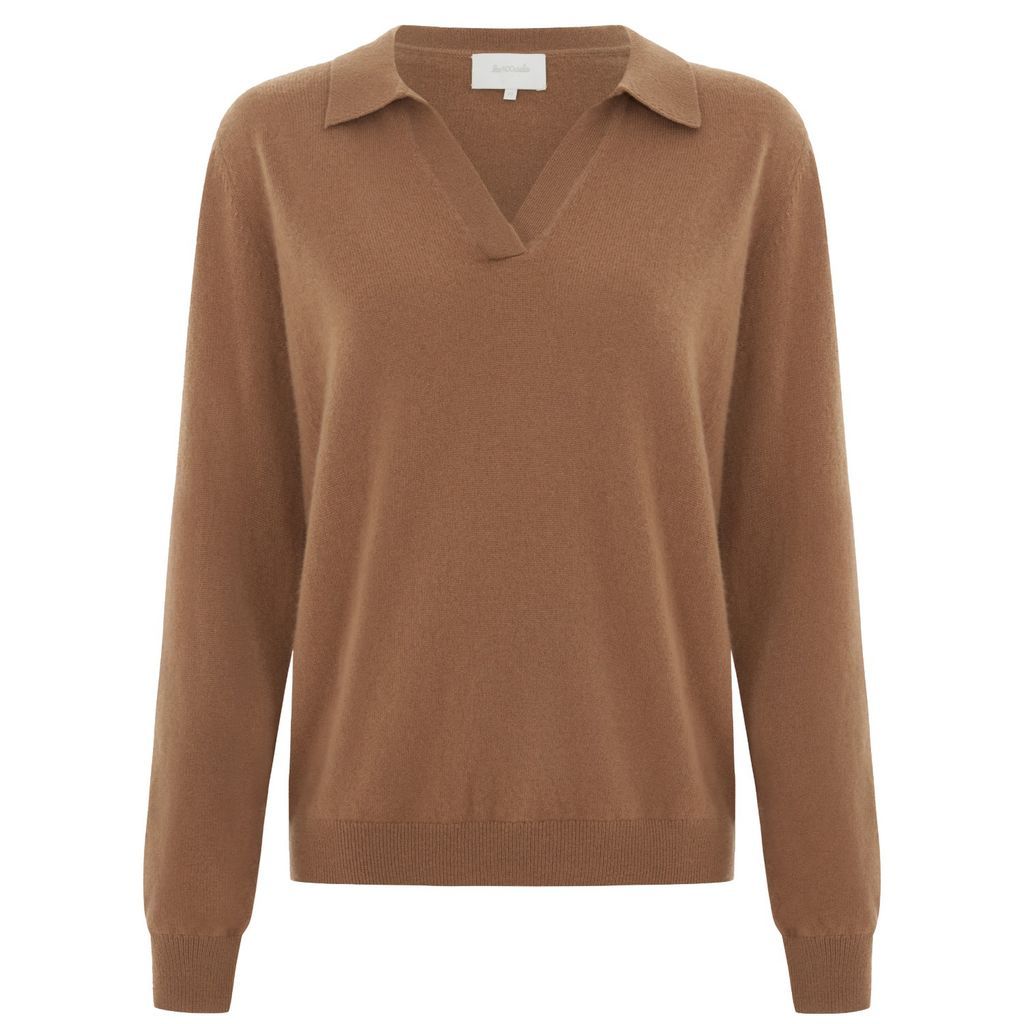 Women's Brown Sika Cashmere Polo In Dark Beige Small Les 100 Ciels