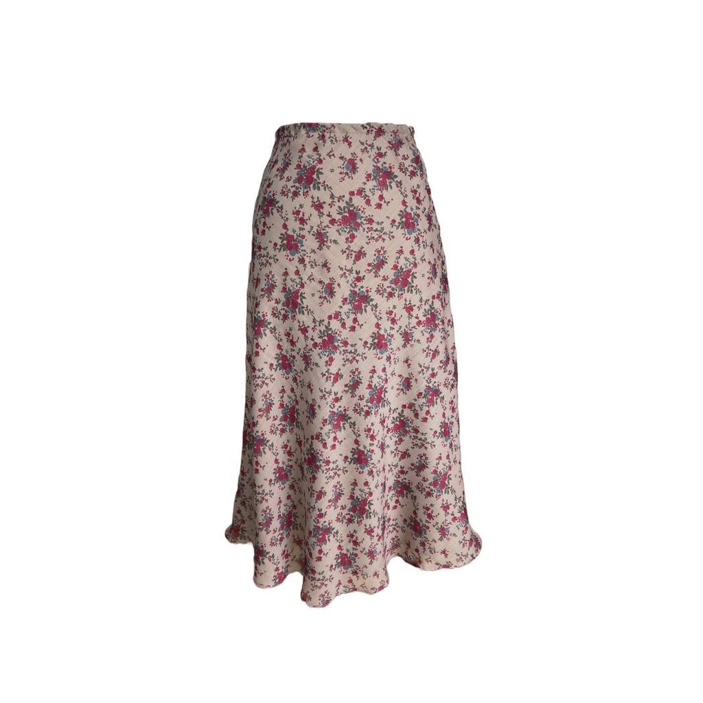 Women's Brown Tess Rose Print Bias Skirt Small Stacia