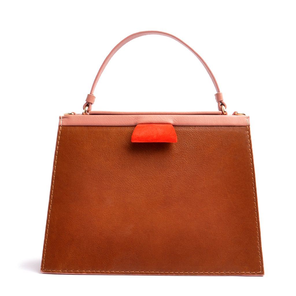 Women's Brown Turtle Edge Large In Brandy Cypria-Rose & Papavero-Red OSTWALD Finest Couture Bags