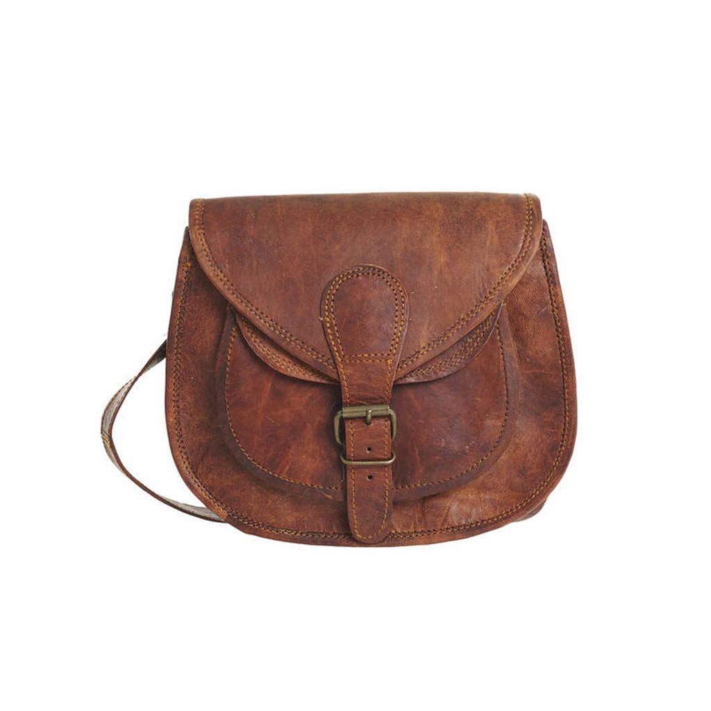 Women's Brown Vida Vintage Leather Saddle Bag - Small VIDA VIDA