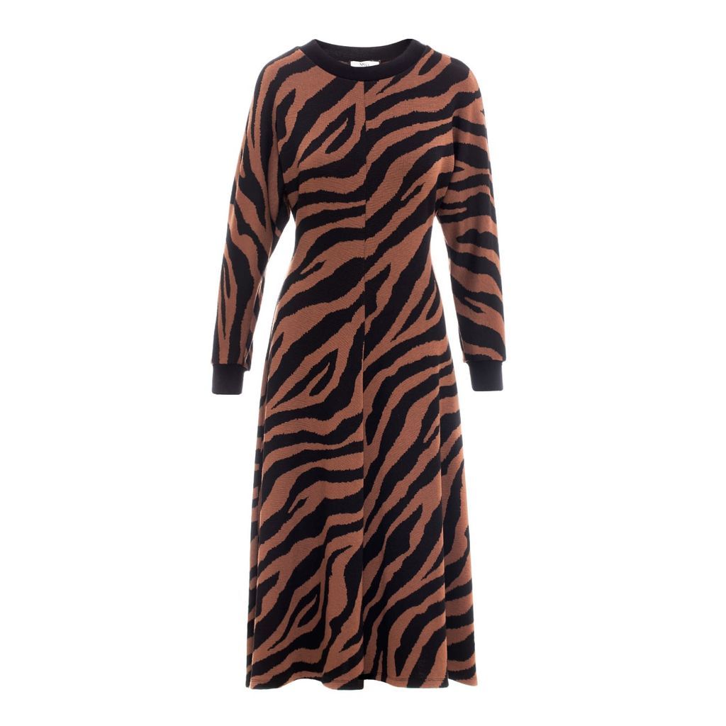 Women's Brown Zebra-Print Midi Dress Extra Small Nissa