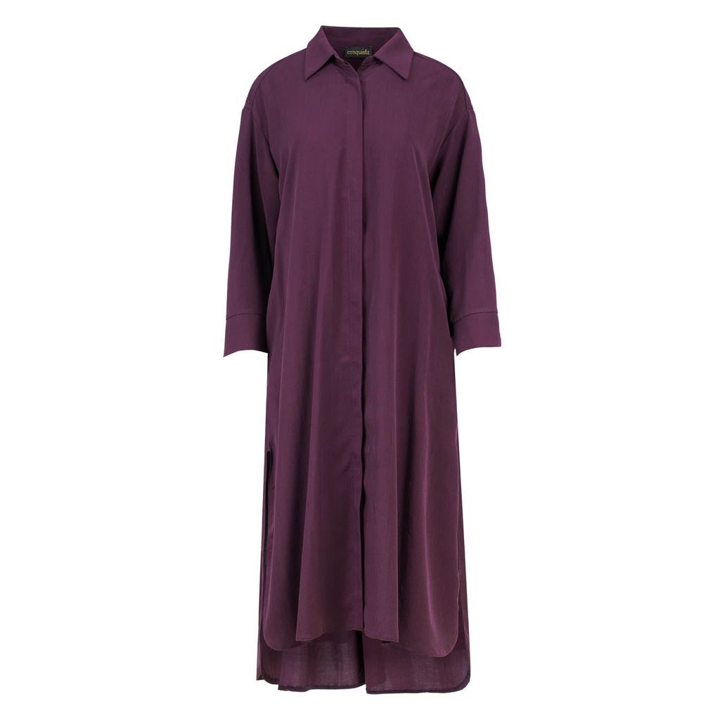 Women's Burgundy Midi Dress With Side Slits Small Conquista