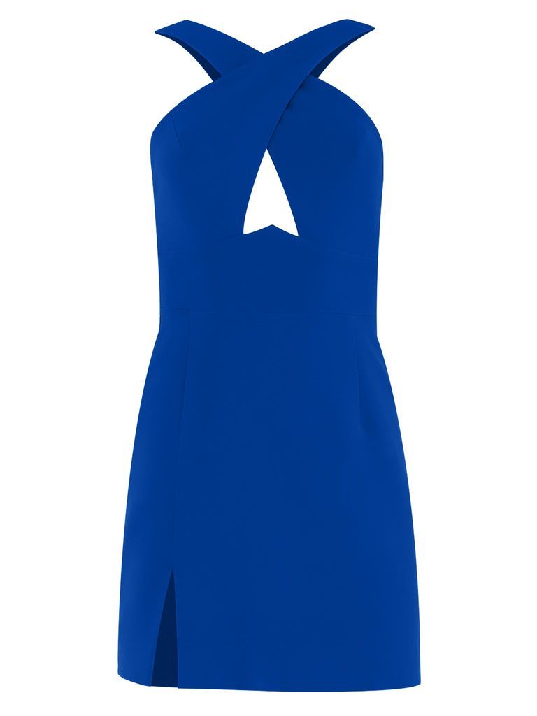 Women's Burning Desire Cross-Neck Cut Out Mini Dress - Blue Xxs Tia Dorraine