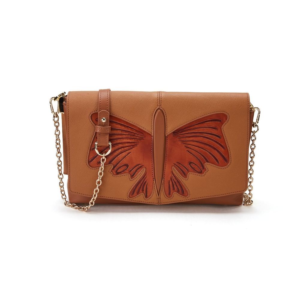 Women's Butterfly Crossbody Leather Bag Brown Bellorita