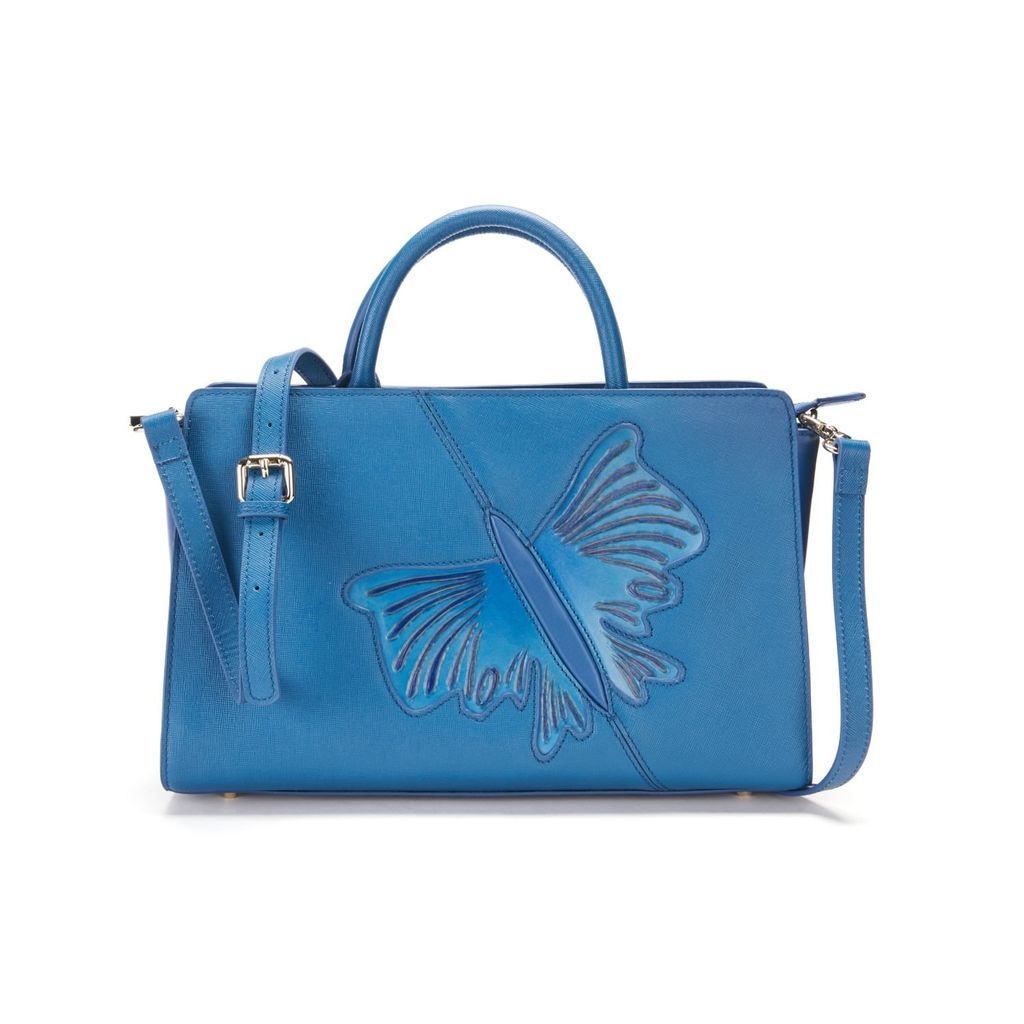 Women's Butterfly Satchel Leather Bag Blue Bellorita