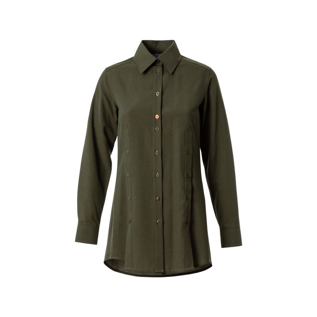 Women's Buttoned Slits Shirt - Green Extra Small Talented