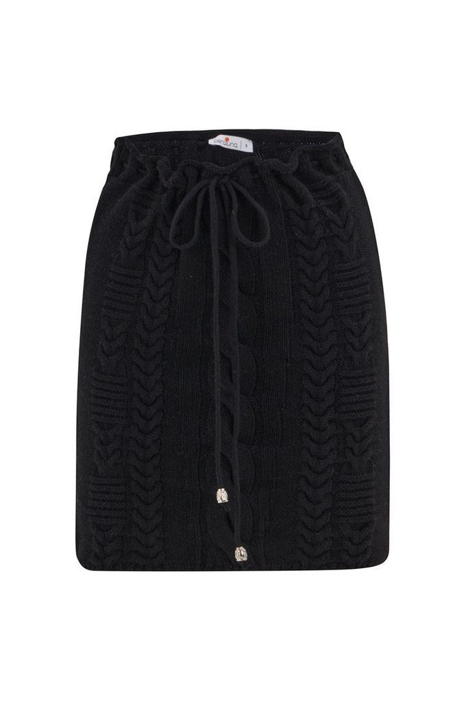 Women's Cable Patterned Knitwear Skirt Black S/M Peraluna