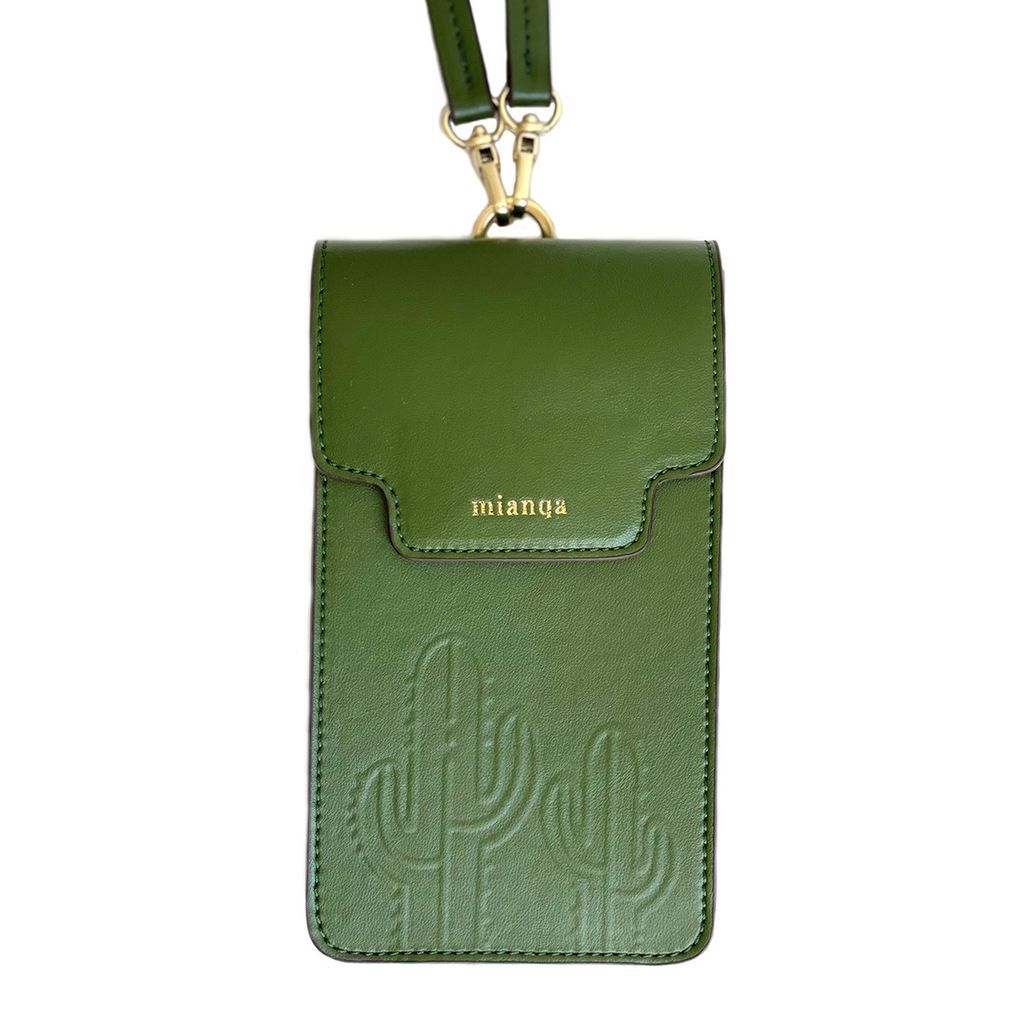 Women's Cactus Leather Phone Bag Green One Size Mianqa