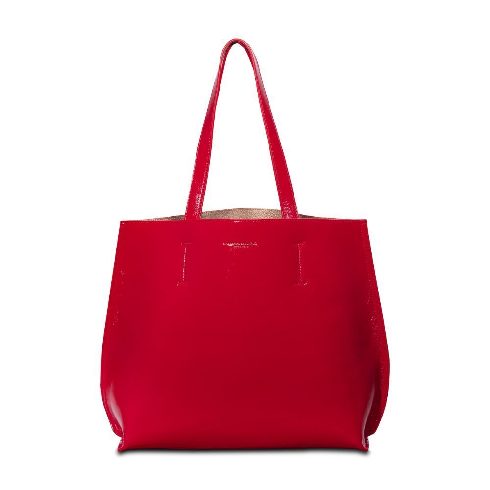 Women's Campo Marzio Double Tote - The Iconic Bag Midi Lucid Special Edition - Cherry Red With Gold One Size