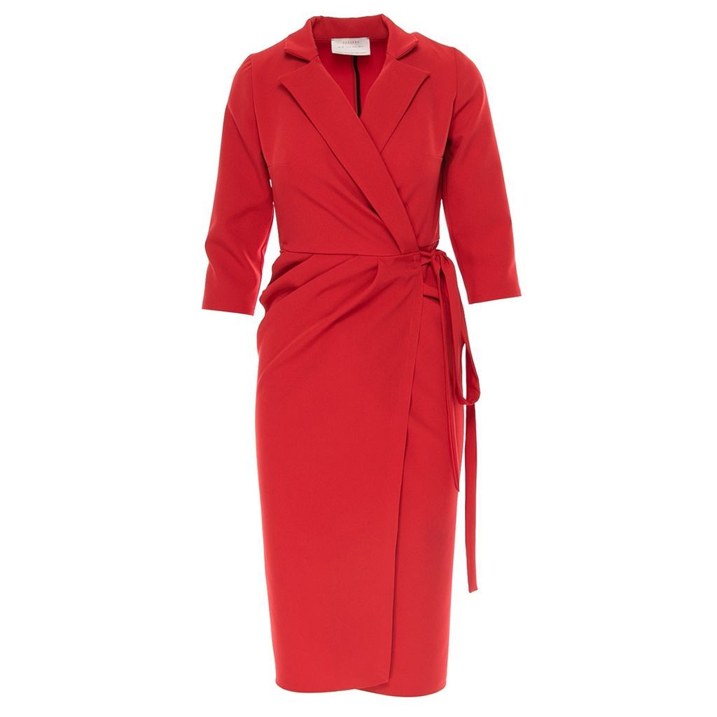 Women's Cannes Wrap Midi Dress In Red Extra Small ROSERRY