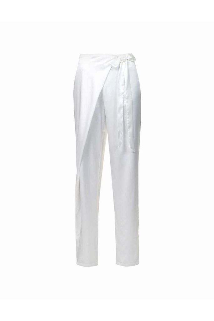 Women's Cara White Satin Trousers Extra Small AMY LYNN