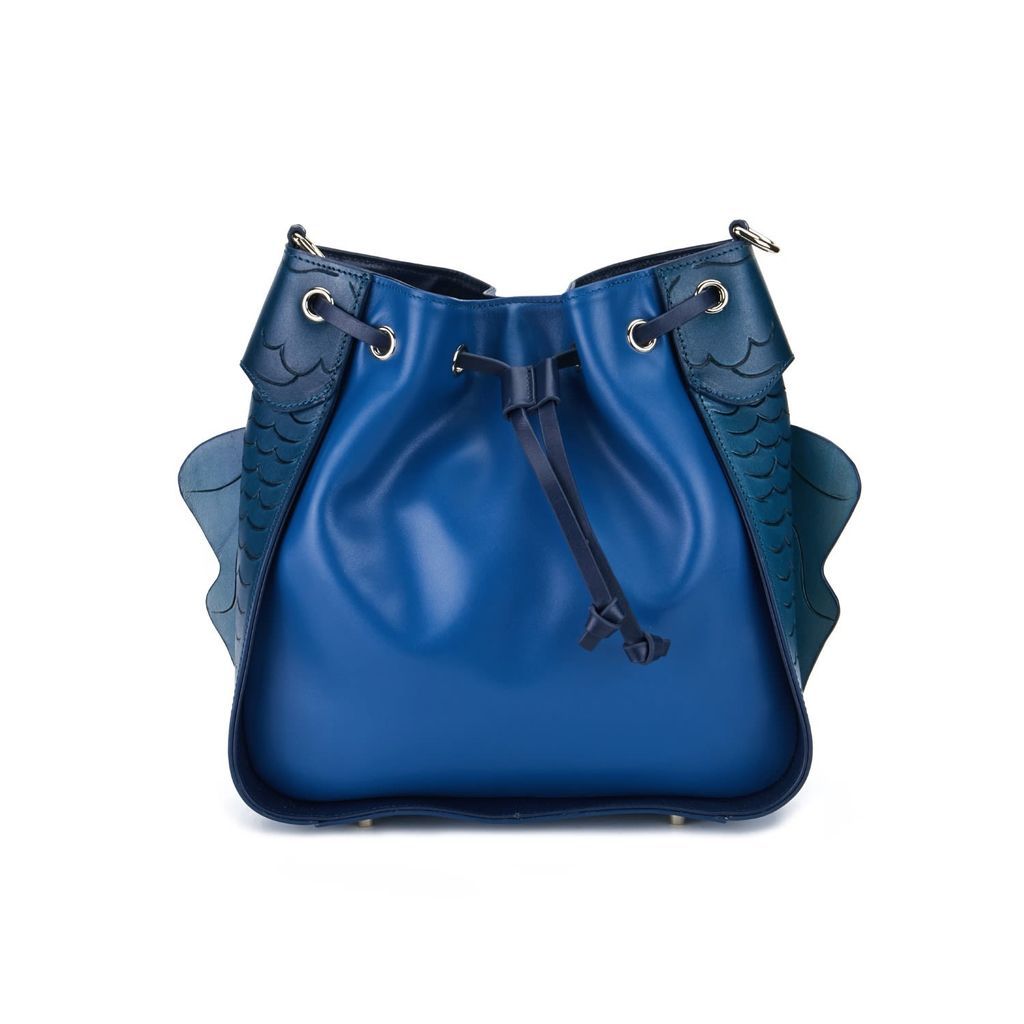 Women's Carp Bucket Leather Bag Blue Bellorita