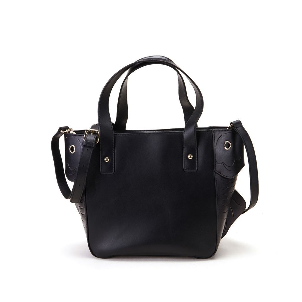 Women's Carp Top Handle Leather Bag Black Bellorita