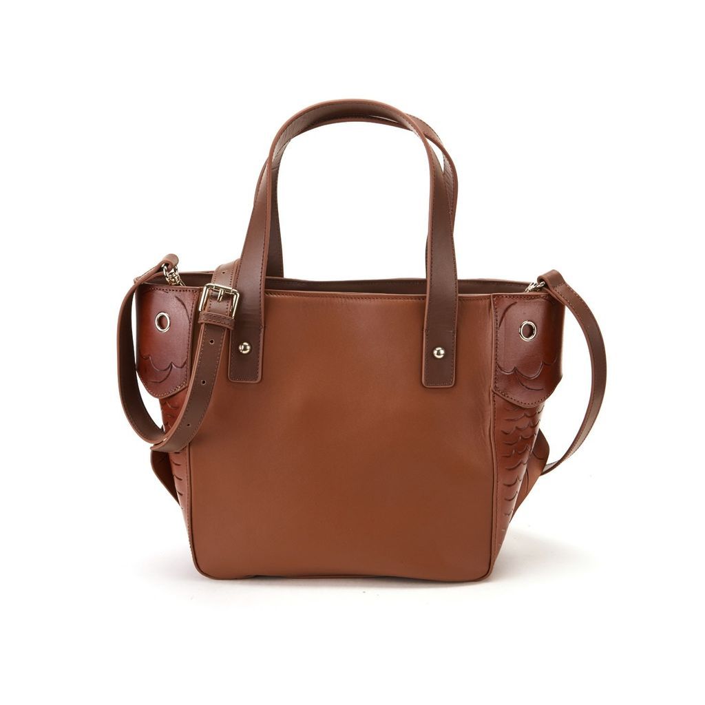Women's Carp Top Handle Leather Bag Brown Bellorita