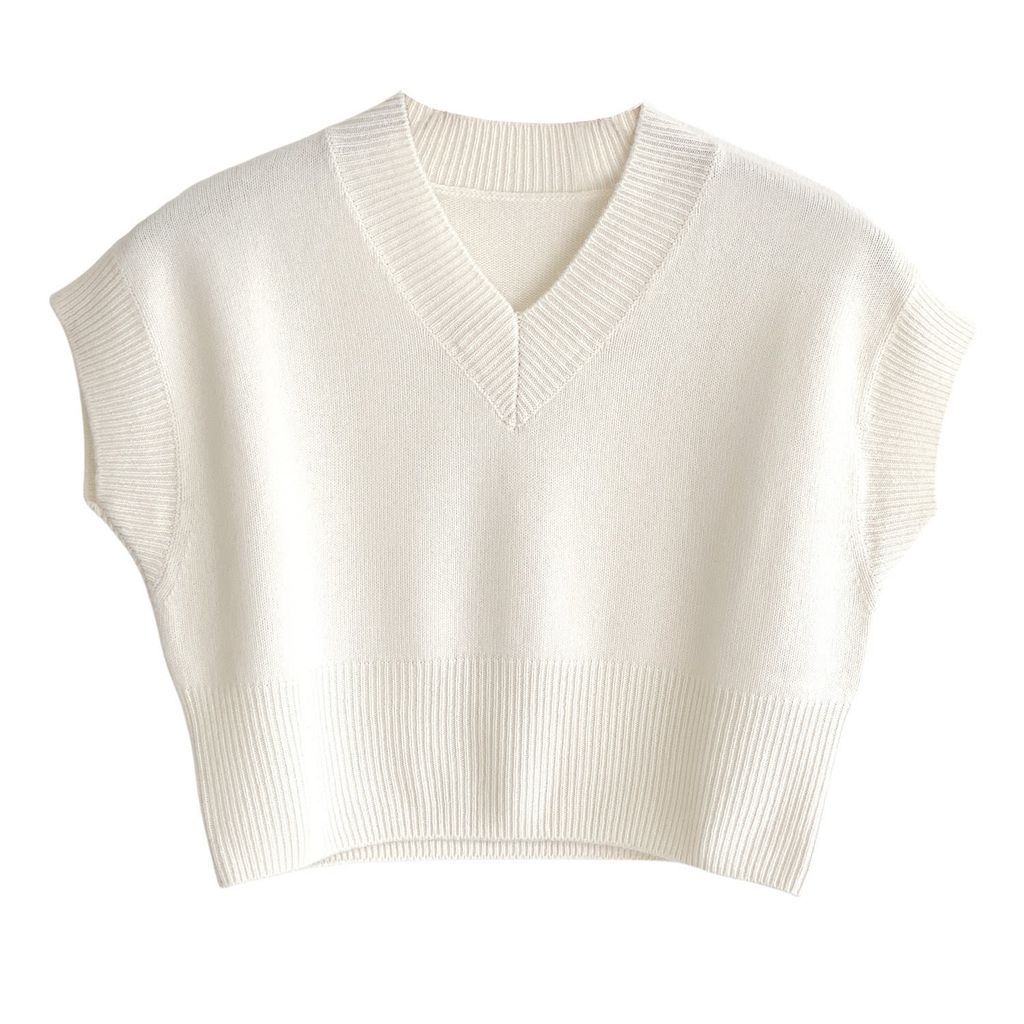Women's Cashmere Cropped Sweater Vest - Neutrals Small Zenzee