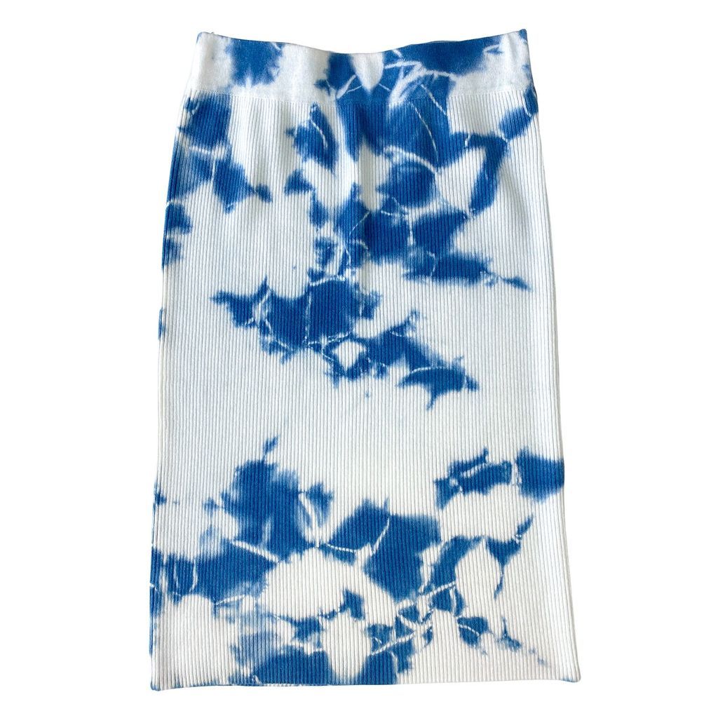 Women's Cashmere Midi Skirt - Indigo Blue Tie Dye Small Zenzee