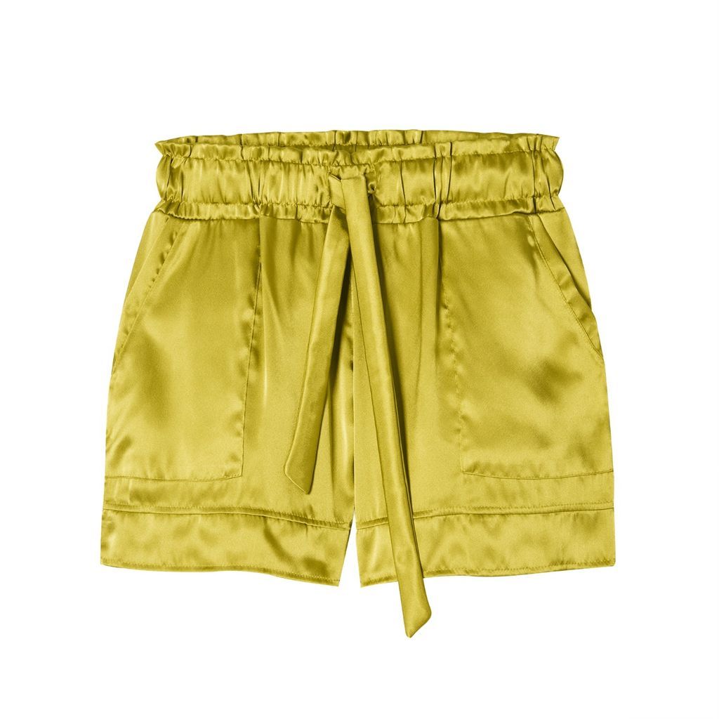 Women's Chartreuse Green Satin Shorts Medium CIARA CHYANNE
