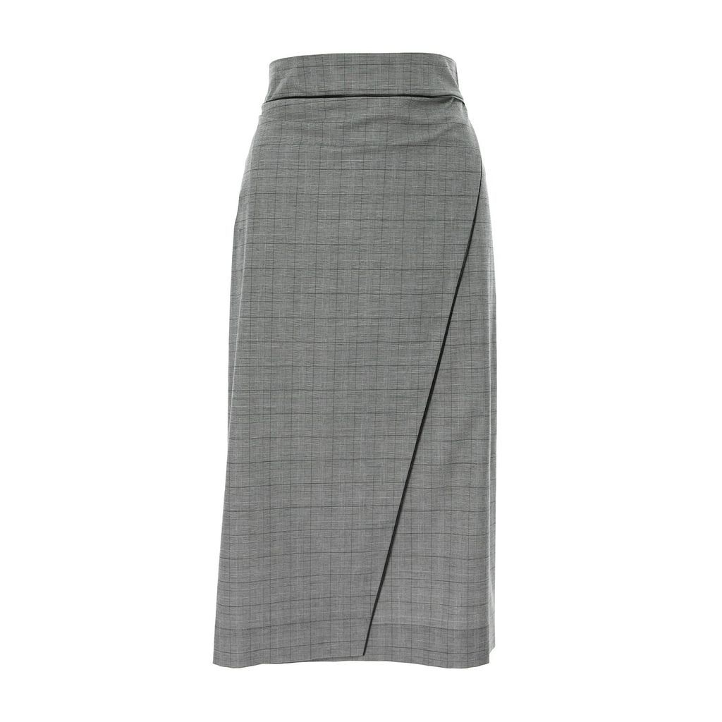 Women's Checkered Grey Side Over Side Skirt Small Silvia Serban