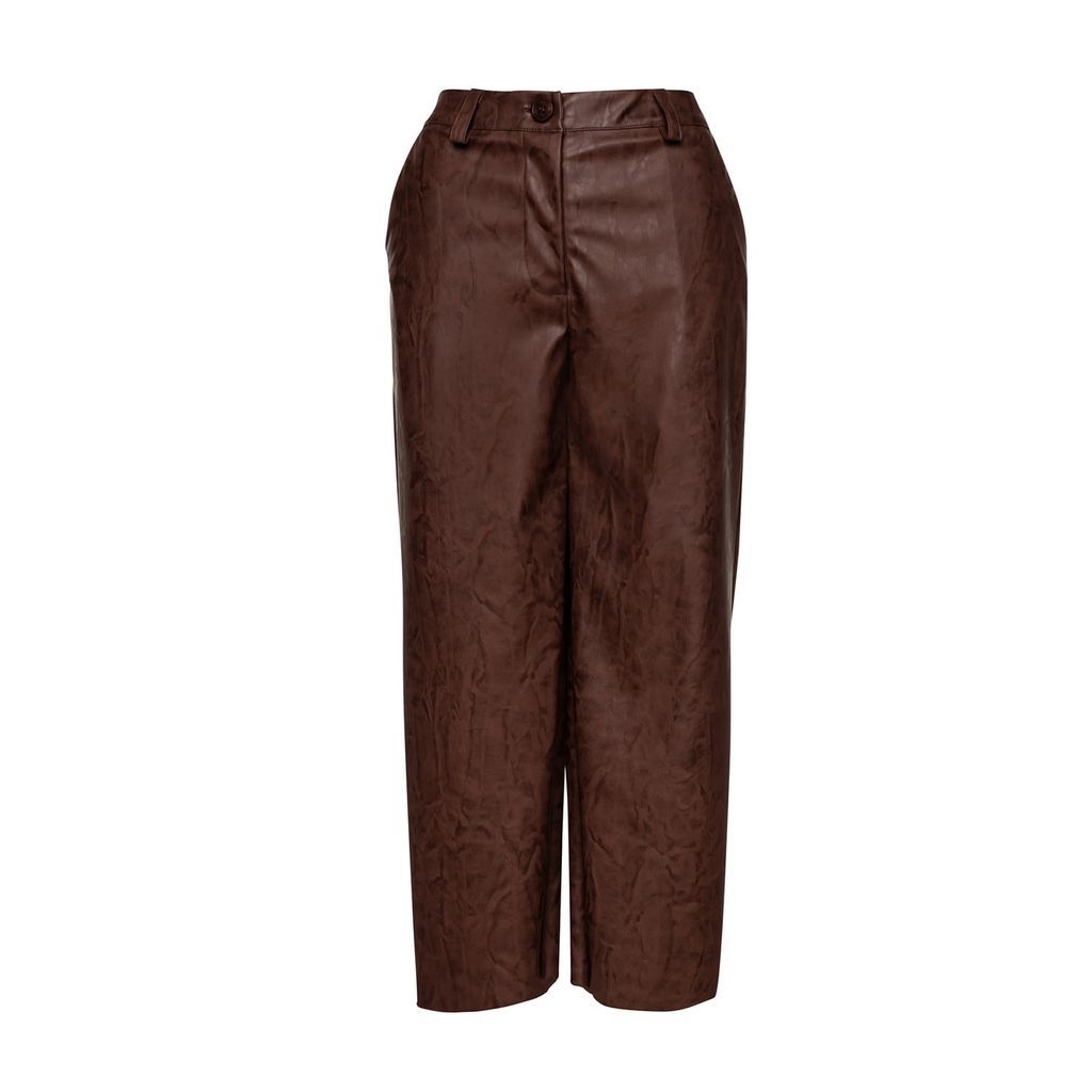 Women's Chocolate Brown Faux Leather Culottes Small Conquista