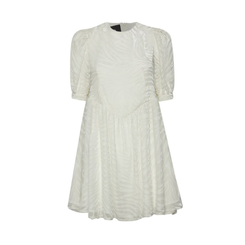 Women's Chrissie Mini White Devoré-Velvet Dress Small Sveta Milano