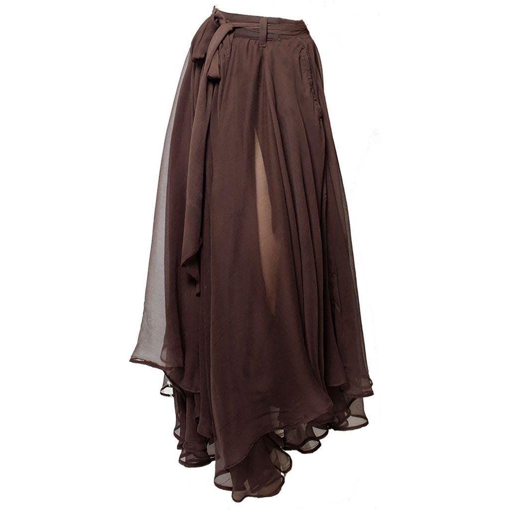 Women's Cocoa Brown Silk Chiffon Circle Skirt Extra Small a. Bohemia & The Wolves