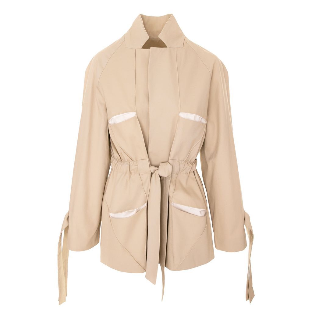 Women's Cotton Twill Jacket With Cord And Pocket Details - Neutrals S/M IPANOMI