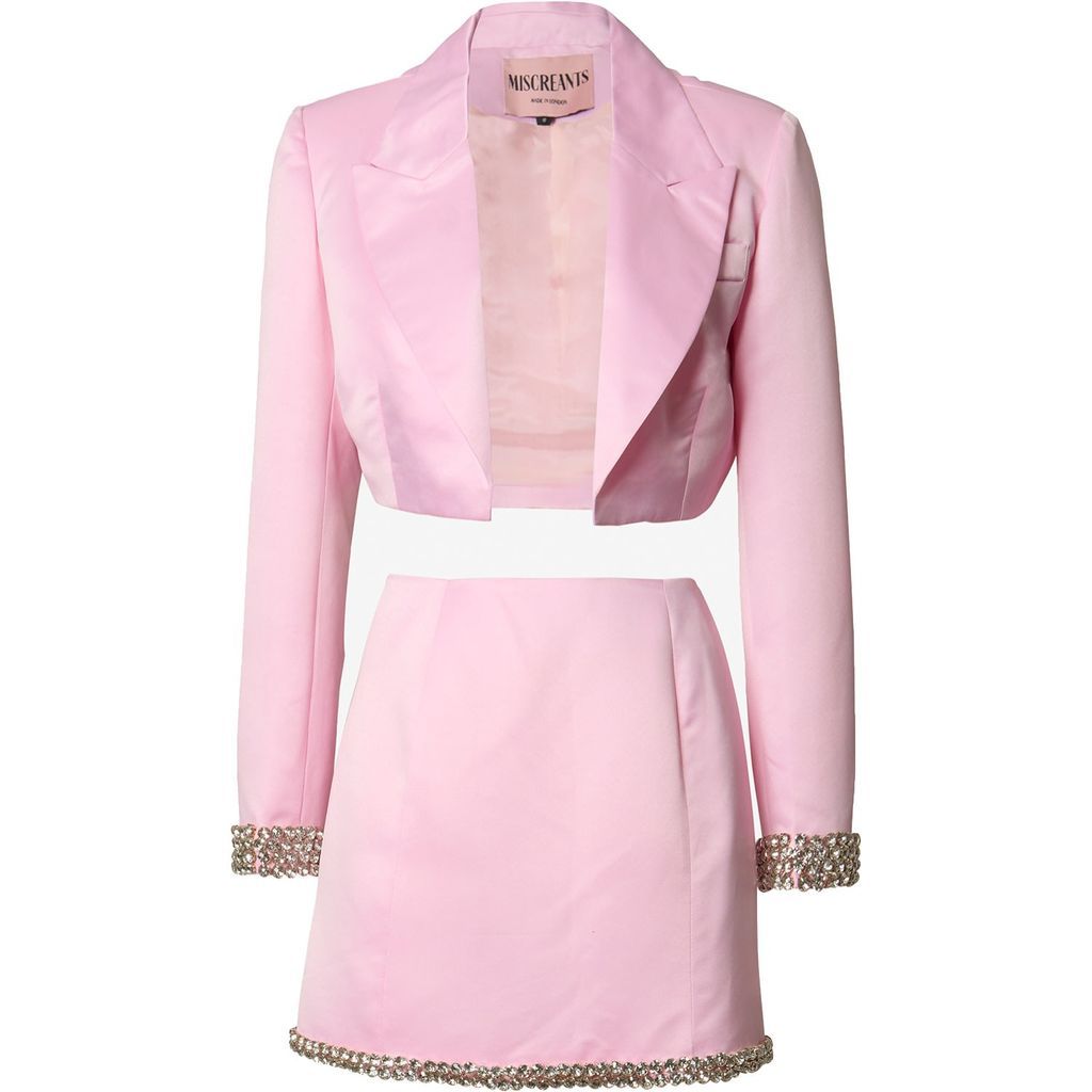 Women's Crystal Blazer & Skirt Set - Baby Pink Extra Small Miscreants