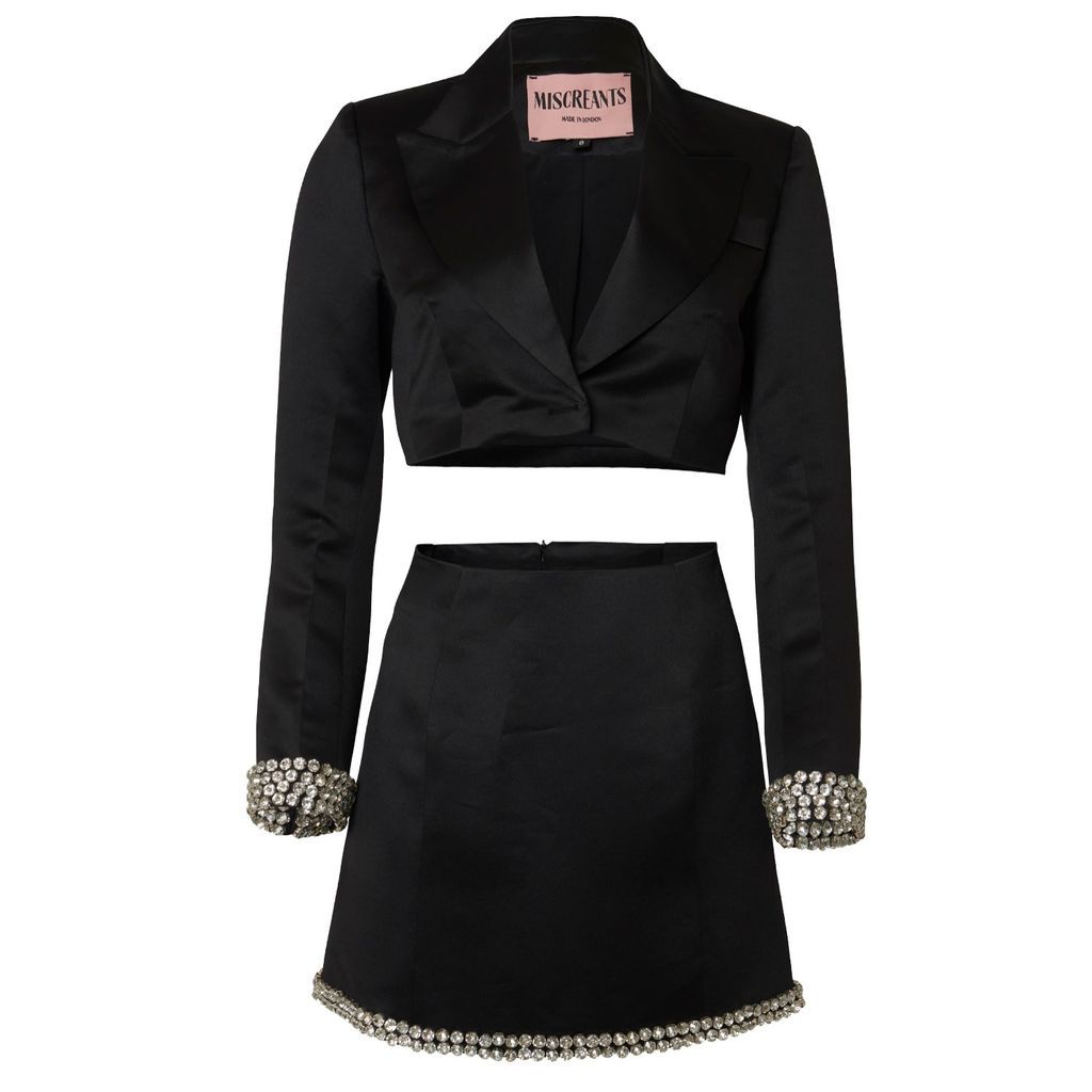 Women's Crystal Blazer & Skirt Set - Black Small Miscreants