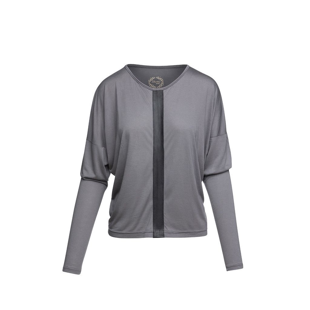 Women's Dark Grey Top With Faux Leather Detail Large Conquista