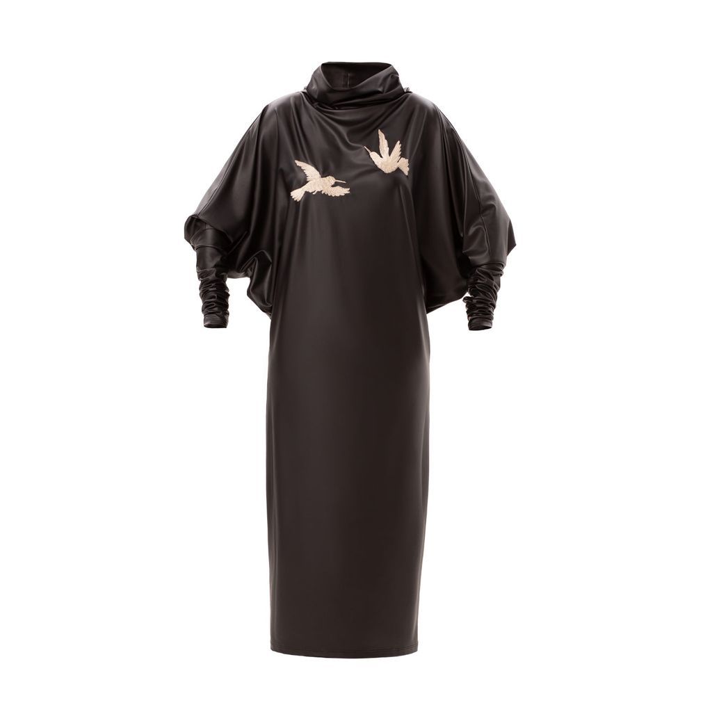 Women's Designer Black Dress Imitation Of Leather Small Julia Allert