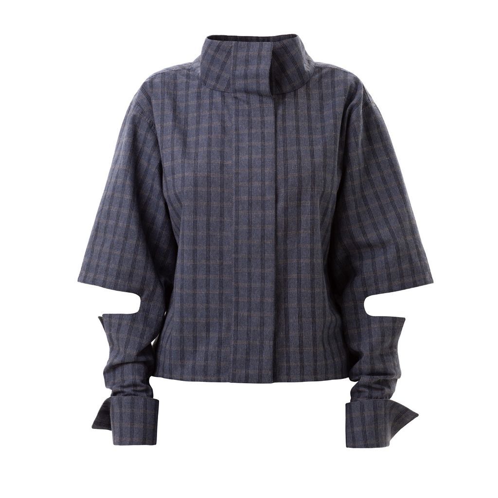 Women's Designer Blue Plaid Cotton Shirt Extra Small Julia Allert