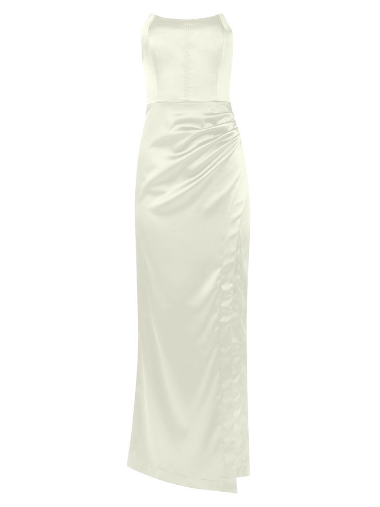 Women's Diamond Heart Satin Evening Dress - White Xxs Tia Dorraine