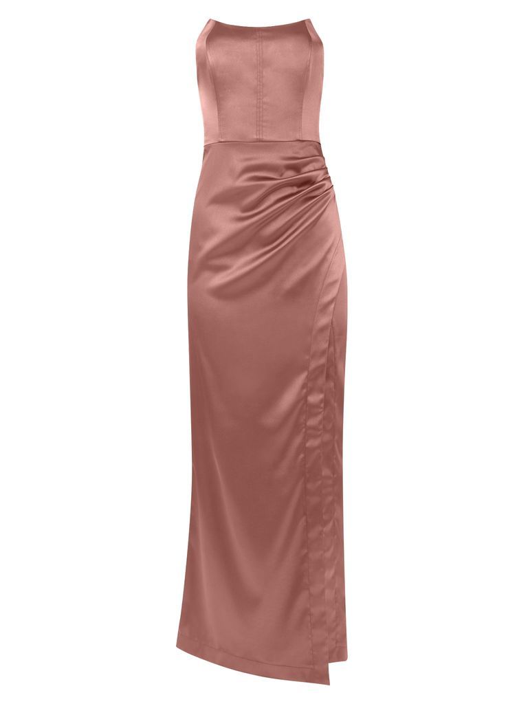 Women's Diamond Heart Satin Evening Dress - Gold Xxs Tia Dorraine