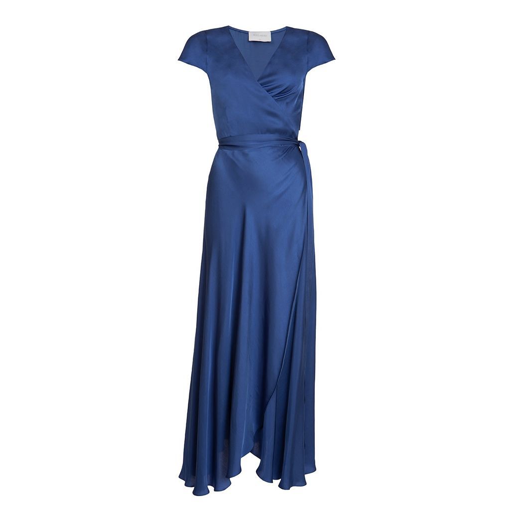 Women's Doris Wrap-Dress - Blue Small Roses Are Red