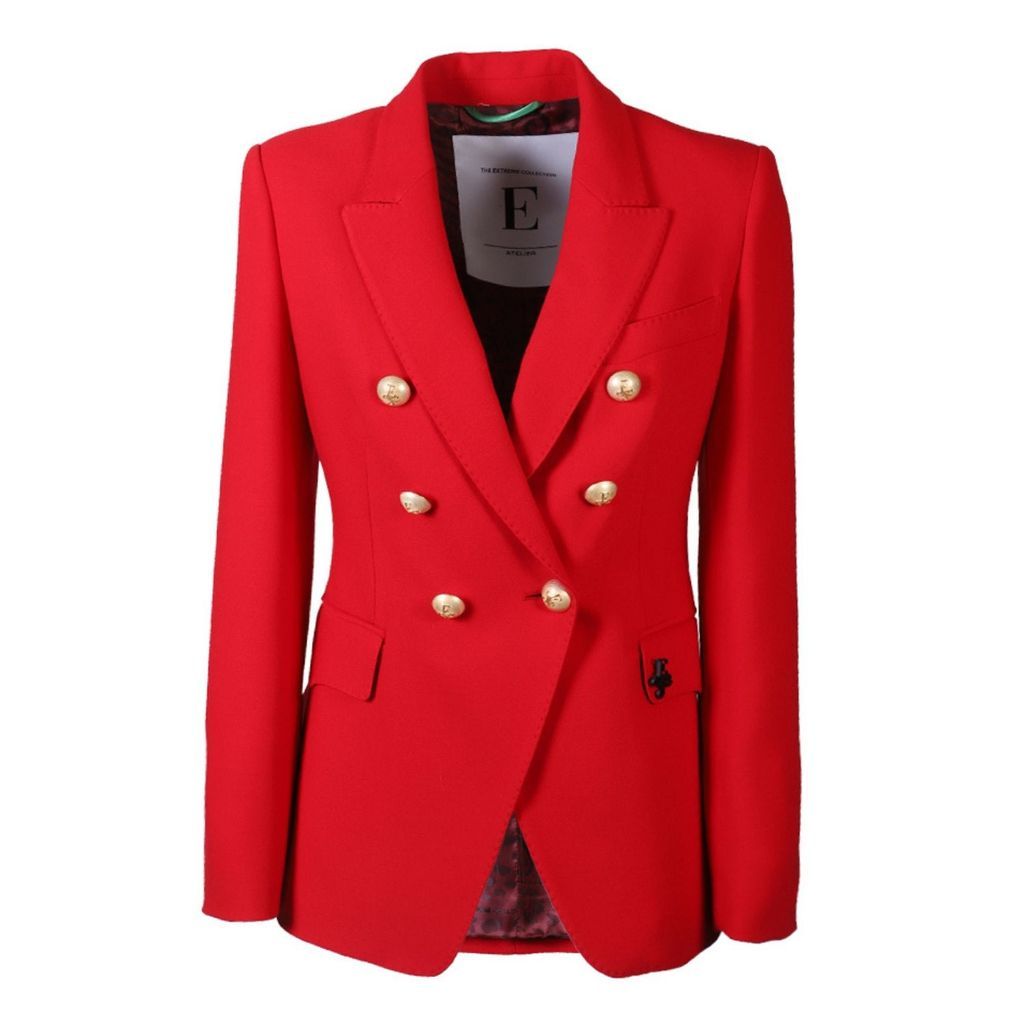 Women's Double-Breasted Premium Crepe Blazer Red London Medium The Extreme Collection