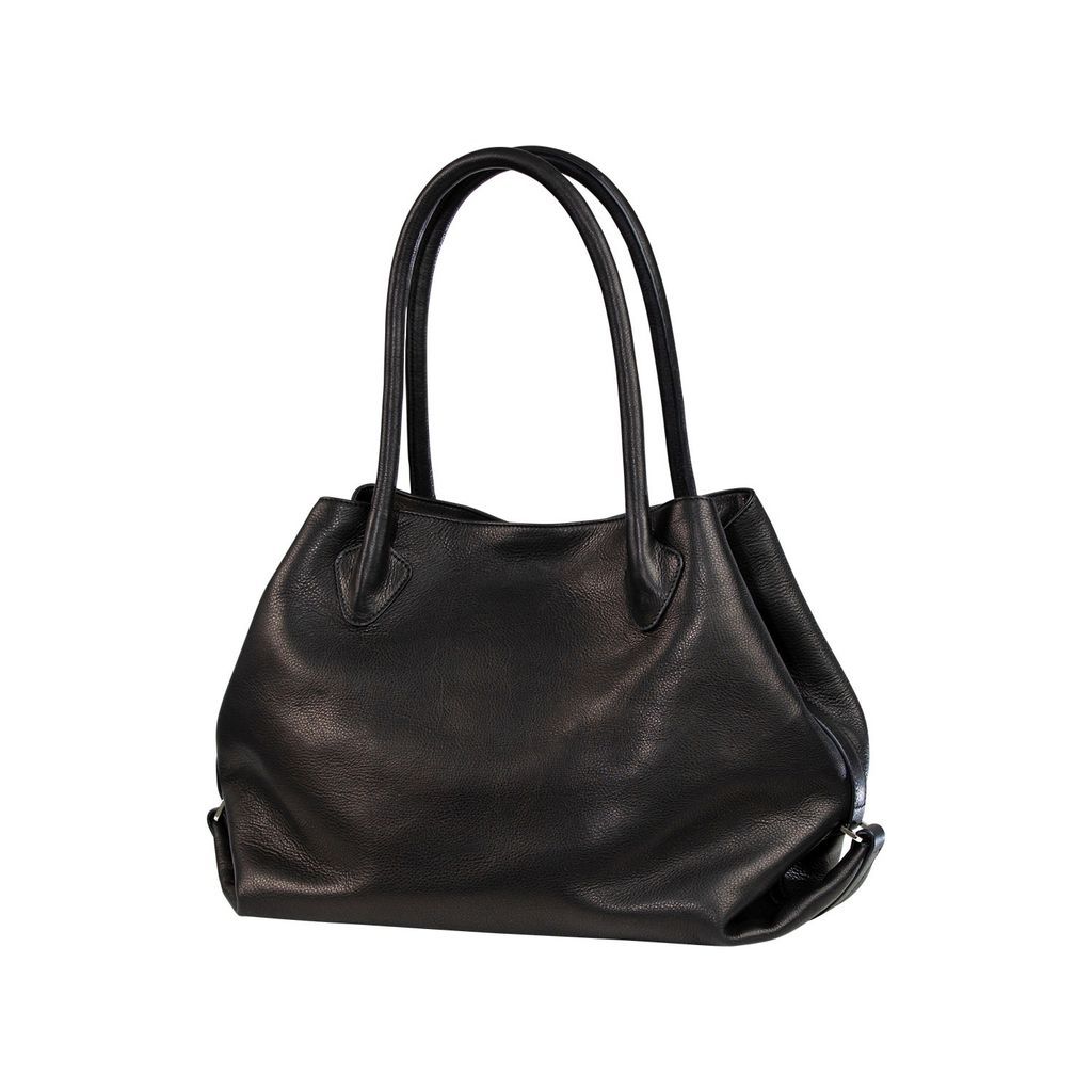 Women's Eco By-Product Rhubarb Tanned Leather Handbag, Black BORGANB