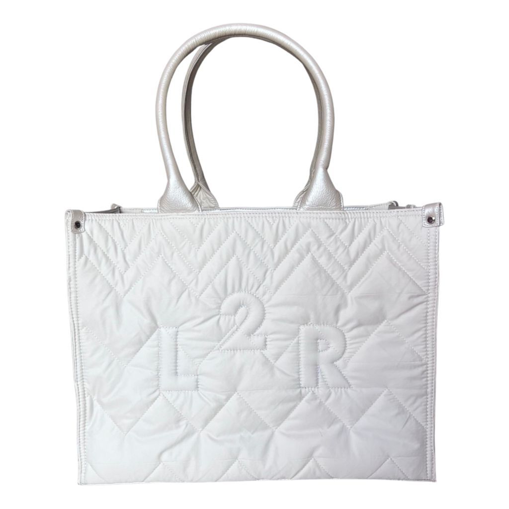 Women's Eco-Conscious Quilted Shopper Tote Bag In White One Size L2R THE LABEL
