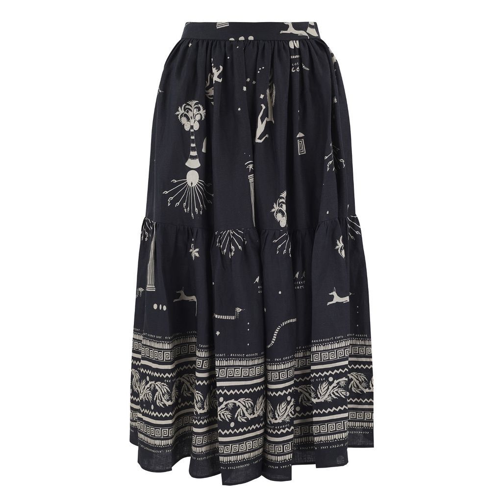 Women's Eidothea Skirt In Ancient Hearts Black Extra Small Klements